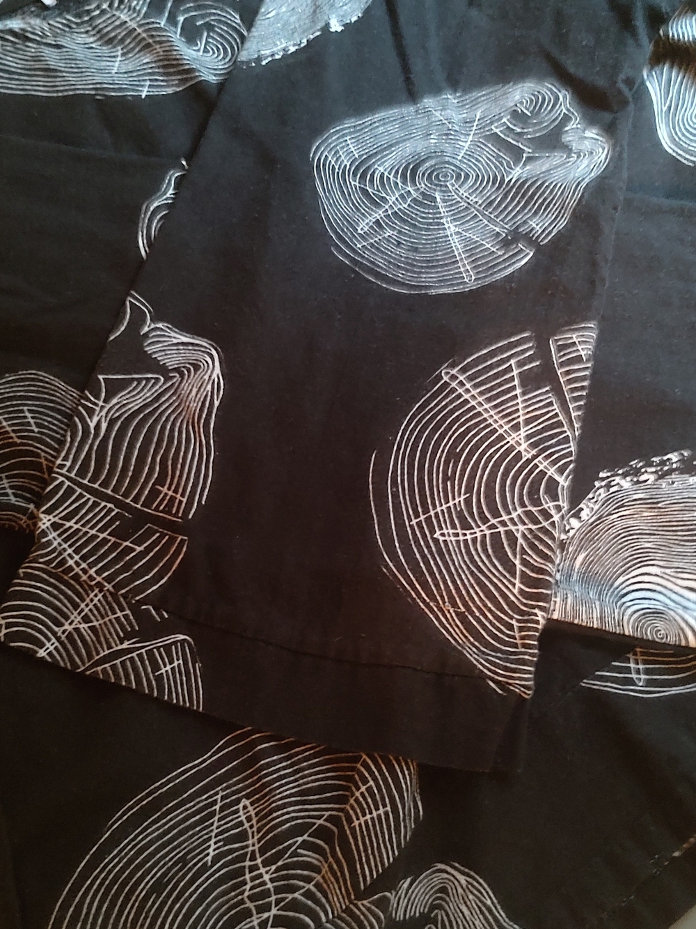 Black Top with White Tree Ring Print